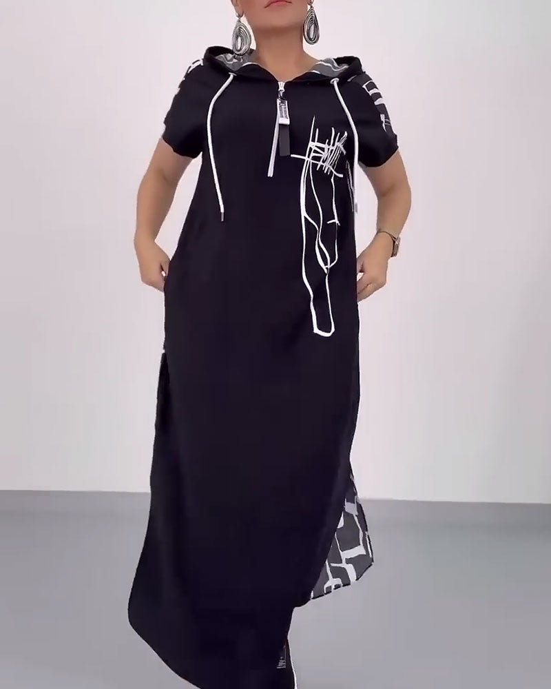 Kjole Halv-zip Løs Kontrast