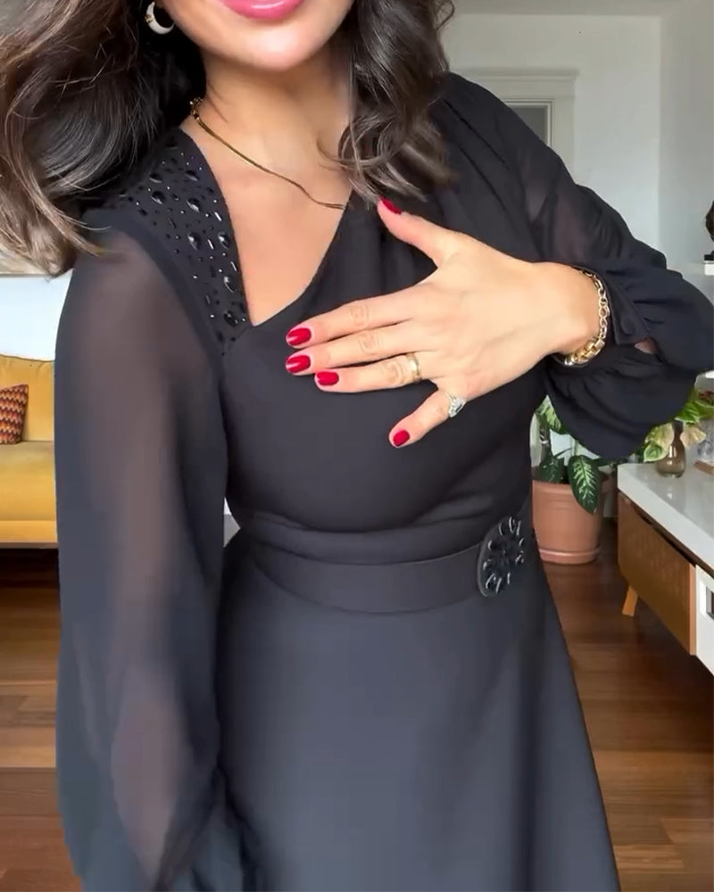 Kjole Beaded Pufærm Talje Talje