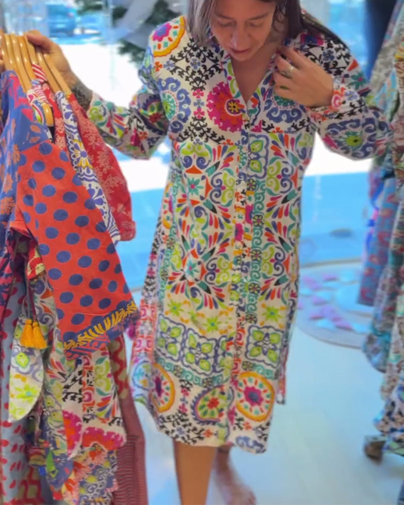 Kjole Lange Ærmer Bohemeprint