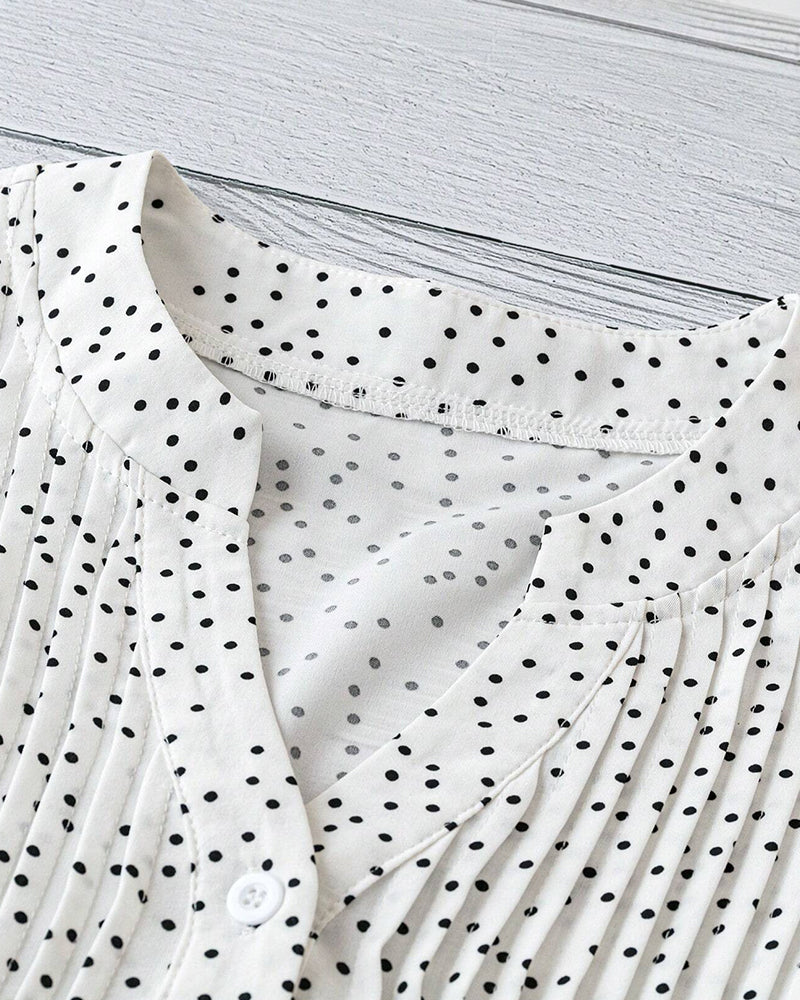Bluse Flæseærme V-Hals Polka Dot