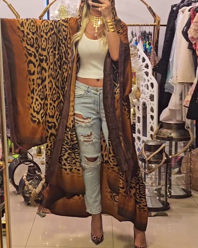 Frakke Batwingærme Leopardprint