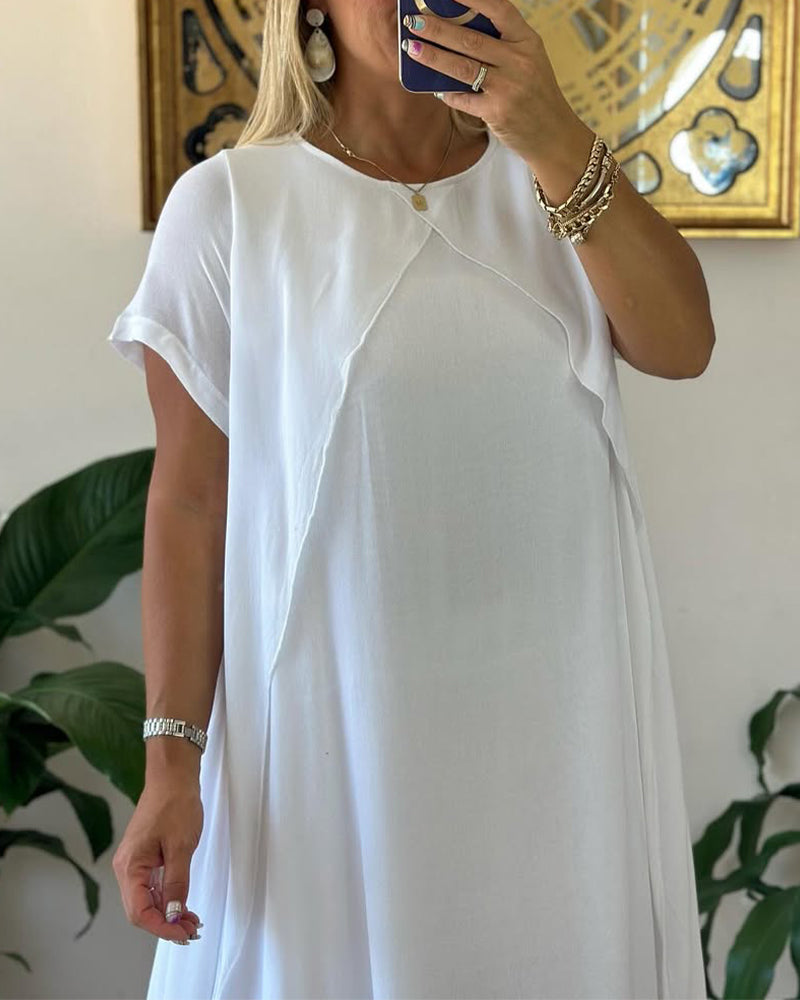 Kjole Falsk To-delt Dobbelt-laget Løs Kortærmet