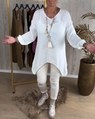 Uregelmæssig ensfarvet sweater