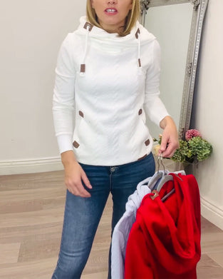 Hoodie Med Drawstring I Ensfarvet Casual Stil