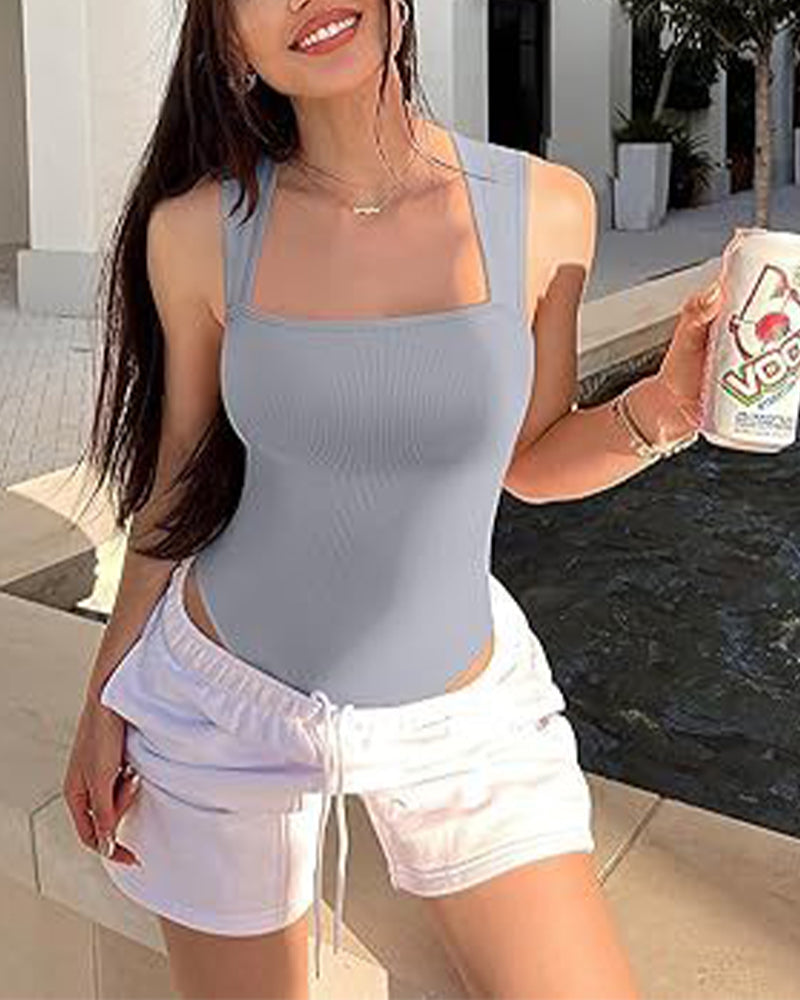 Ensfarvet bodysuit uden ærmer