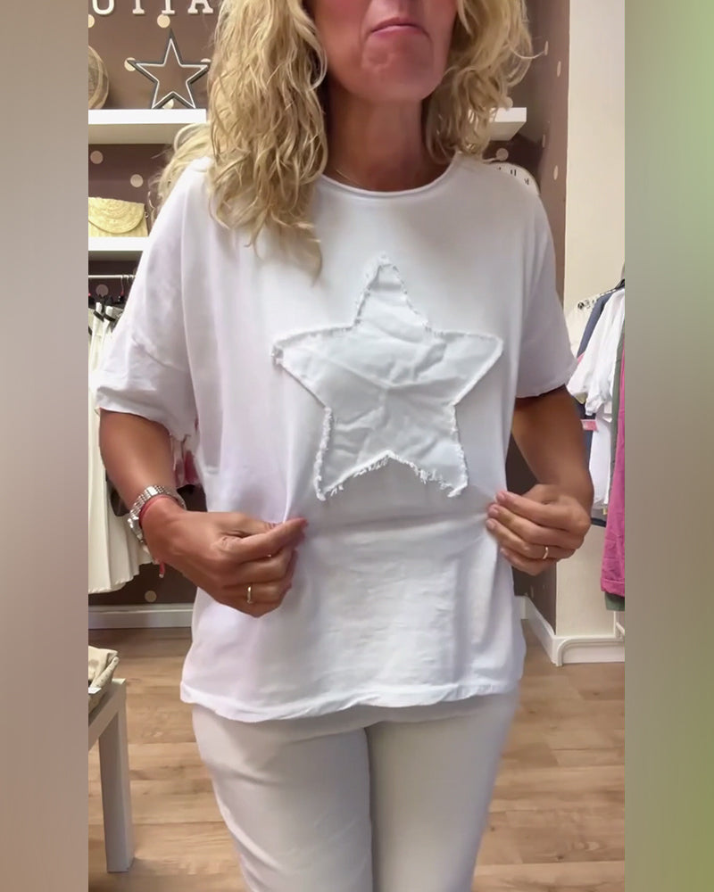 T-shirt med afslappet løs hals