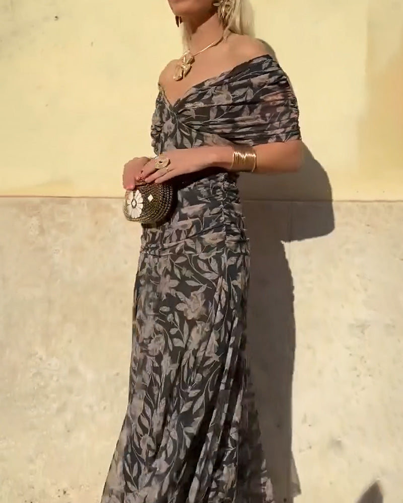 Kjole V-Udskæring Off-Shoulder Moderne