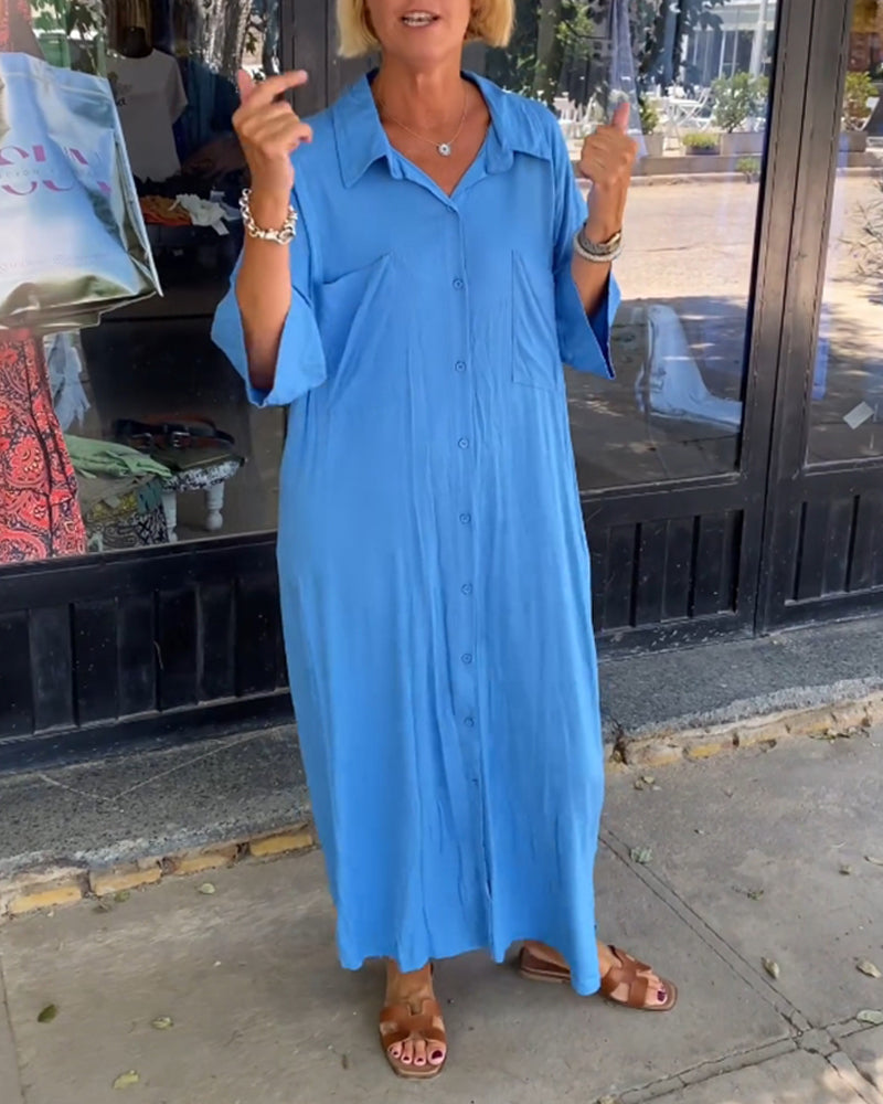 Oversize skjortekjole med slids