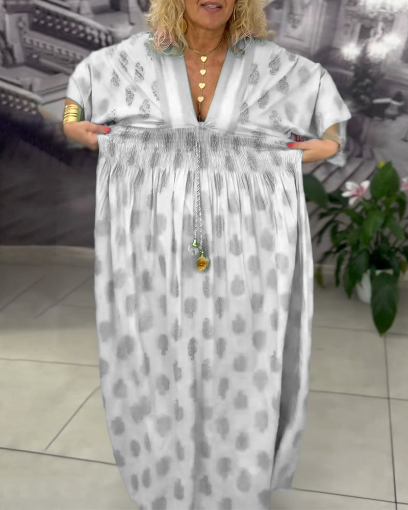 Kjole Løs Ferietryk Talje Maxi