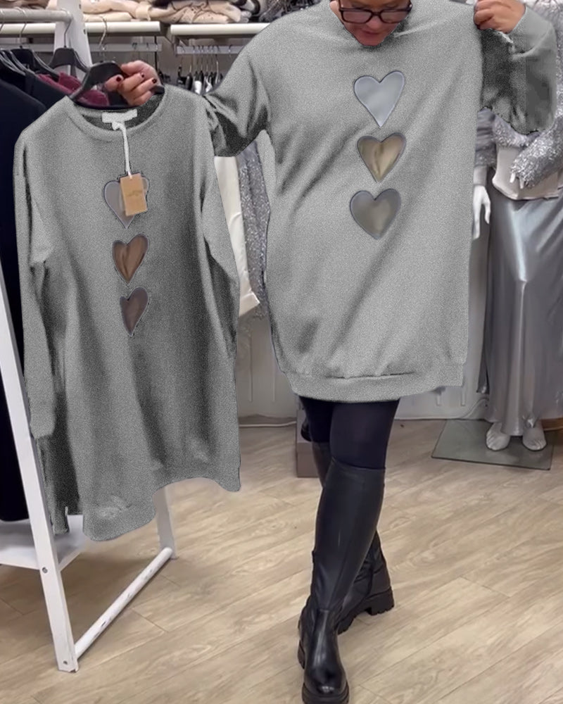 Kjole Shift Hjerte Mønster Casual