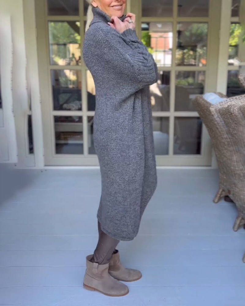 Lang pullover med høj hals