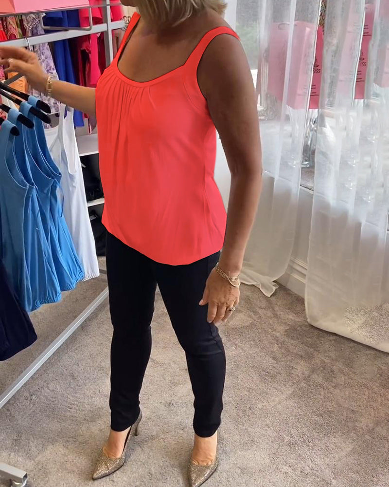 Sæt Plisseret hvid camisole top