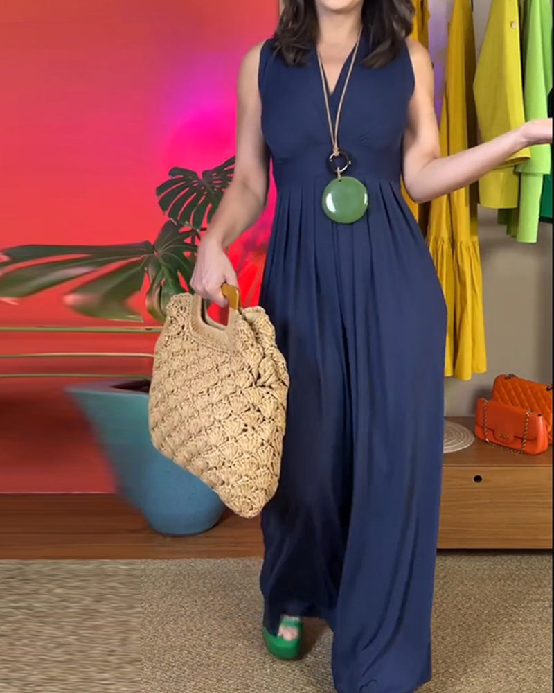 Elegant slank lang kjole uden ærmer