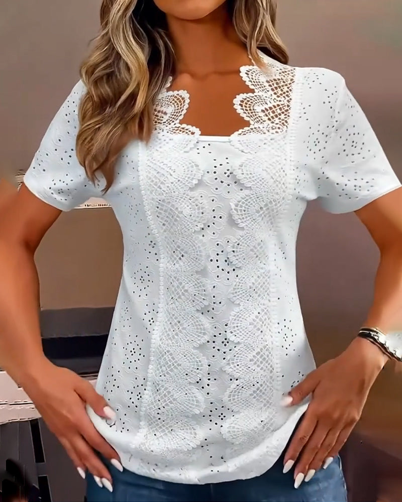 Bluse Ensfarvet Moderne Blonde