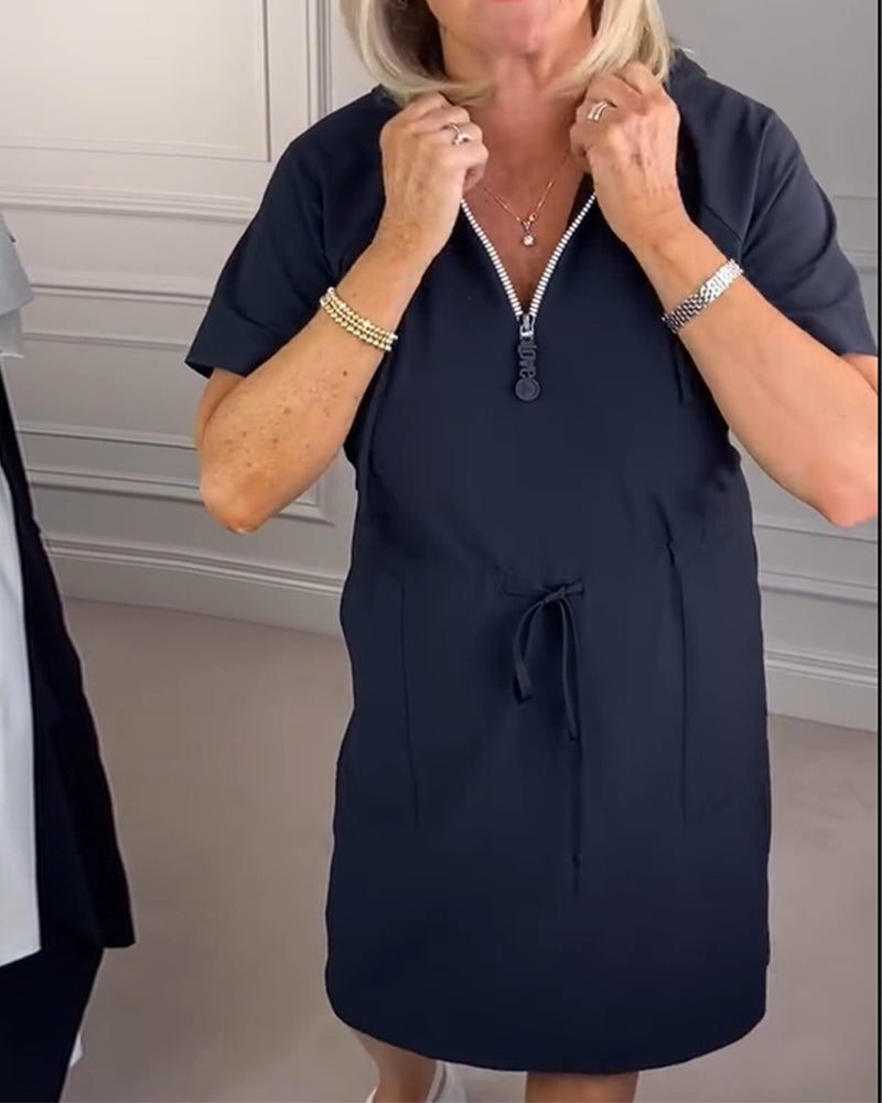 Kjole Med Hætte Og Halv Lynlås Sport