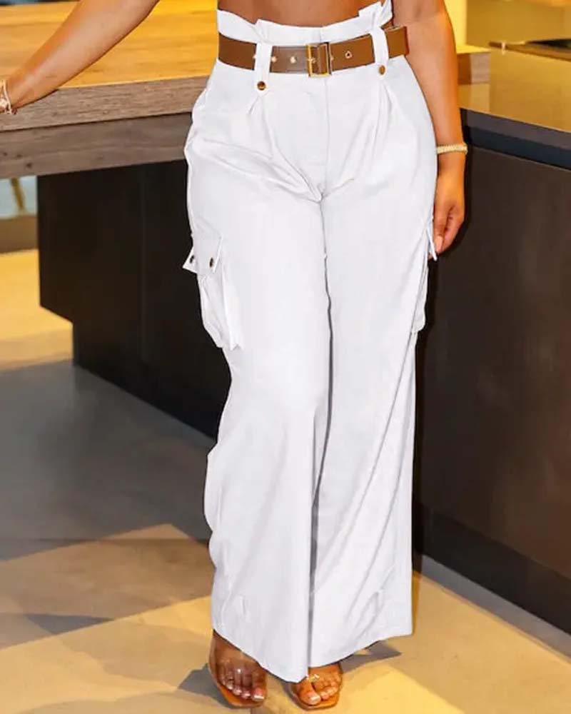 Hvide cargobukser med brede ben