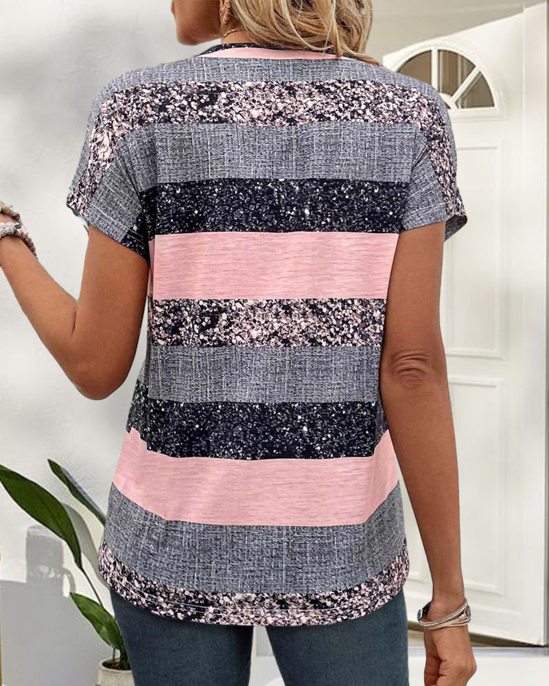 Farveblokmønstret T-shirt