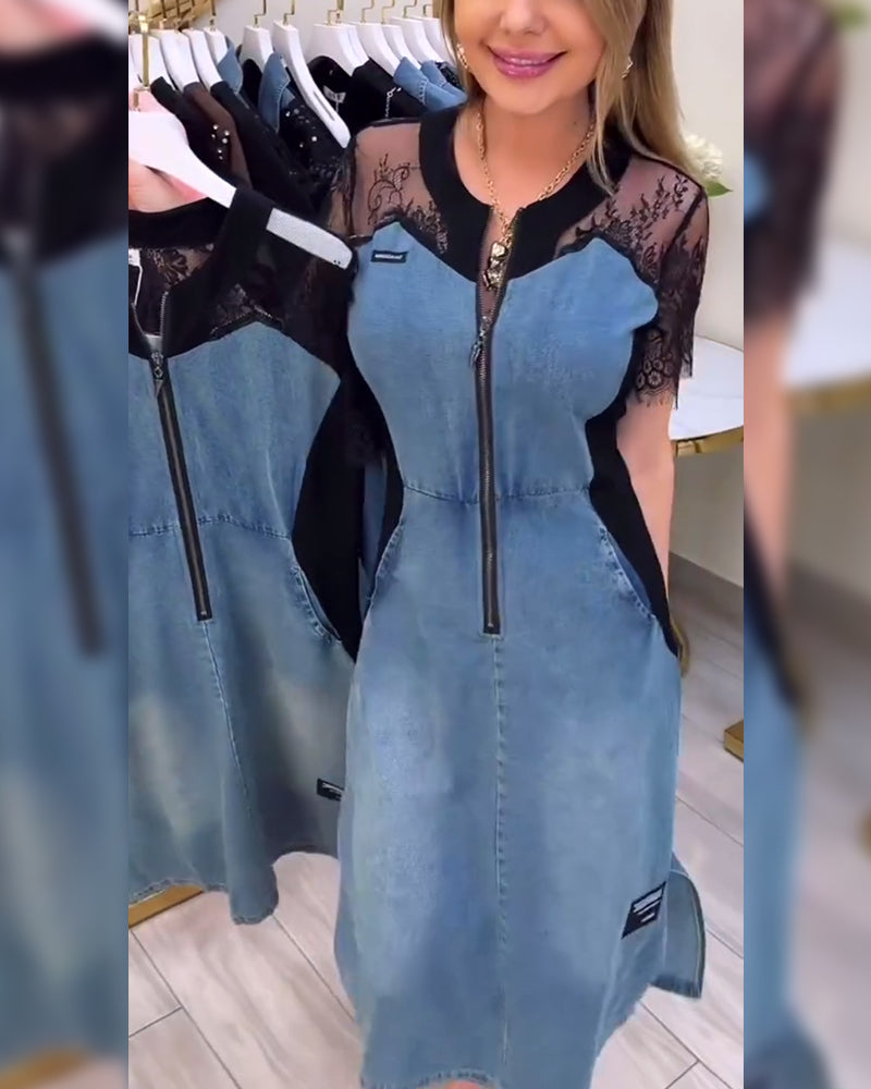 Kjole Med Blonderærmer Og Fashiondesign