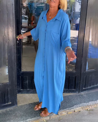 Oversize skjortekjole med slids