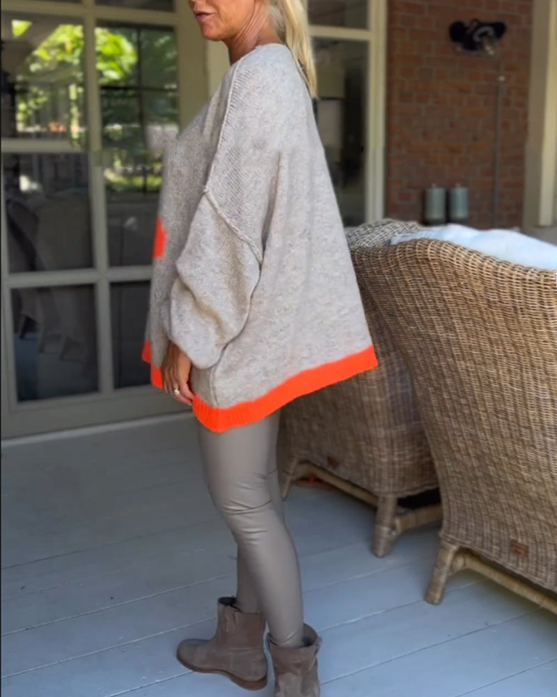 Blomstermønster v-hals sweater