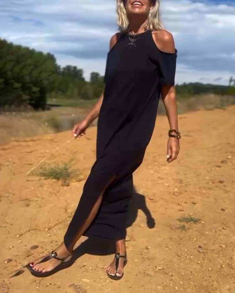 Kjole Fashion Casual Skulderfri Slank