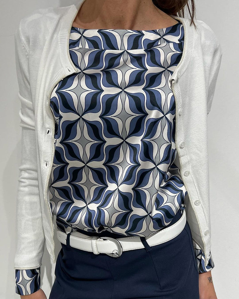 Langærmet top med print