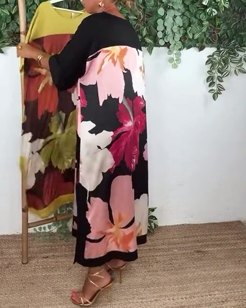 Kjole afslappet løs rund hals med print