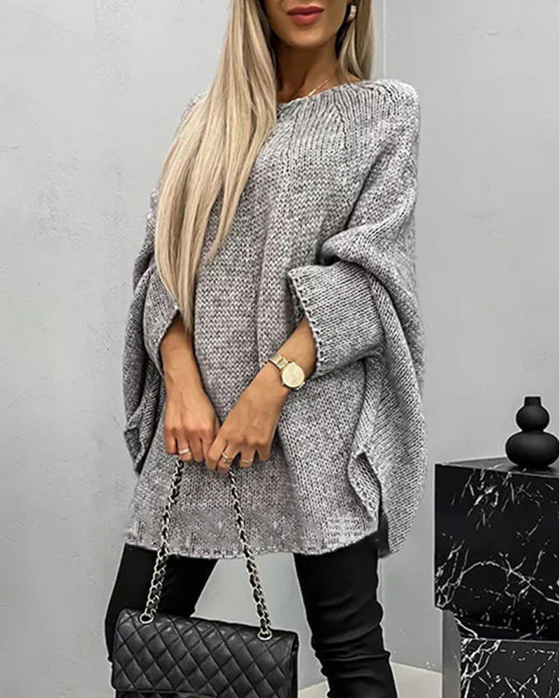 Elegant strikket cape sweater (Dame)