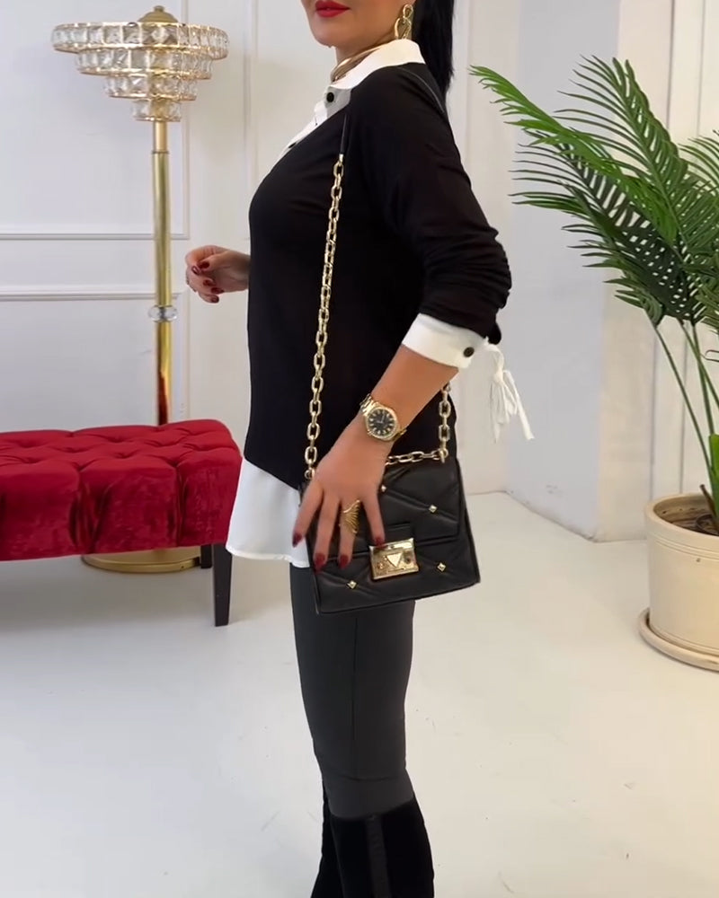 Top Sort Og Hvid Patchwork Krave