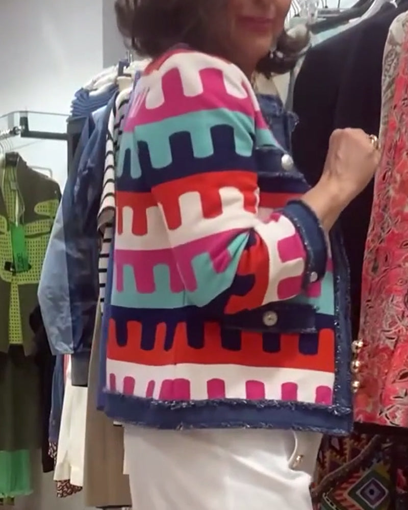 Bølgemønstret jakke med rå kanter