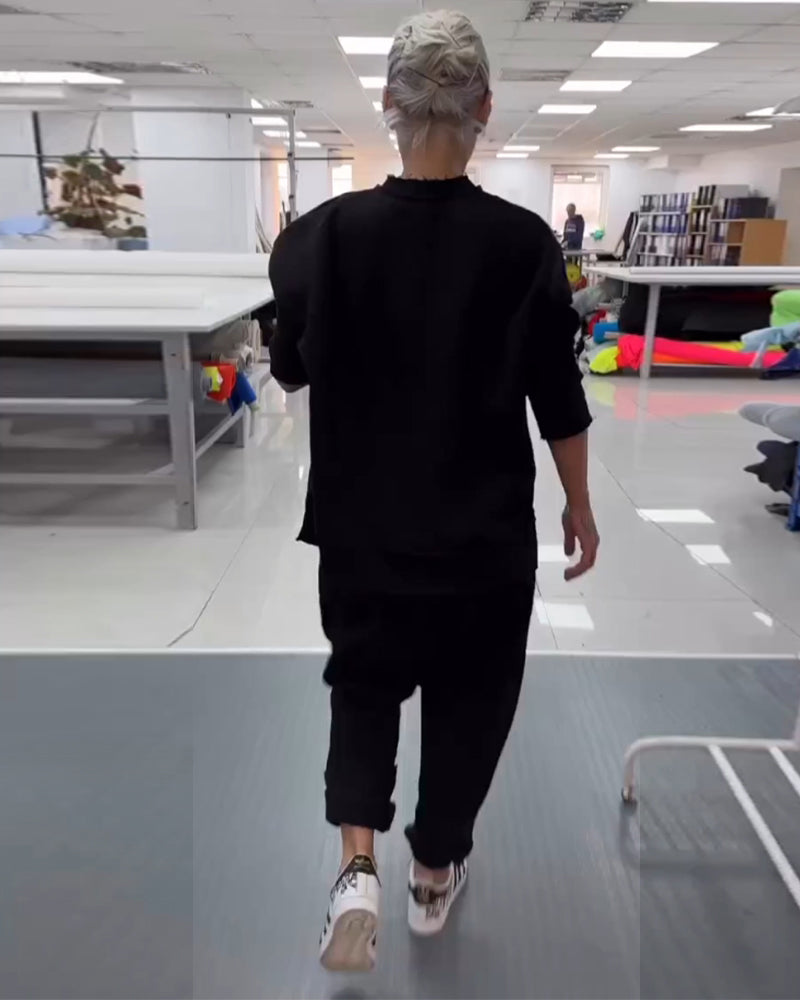 Afslappet og stilfuldt 2-delt sæt | Sweatshirt og joggingbukser