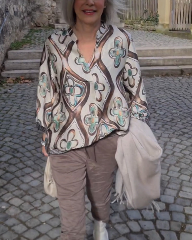 Langærmet bluse i retrostil