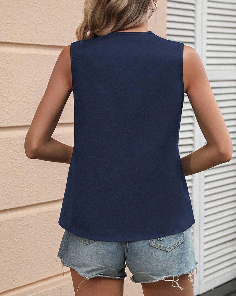 Tanktop Uden Ærmer Uregelmæssig Kontrastfarve