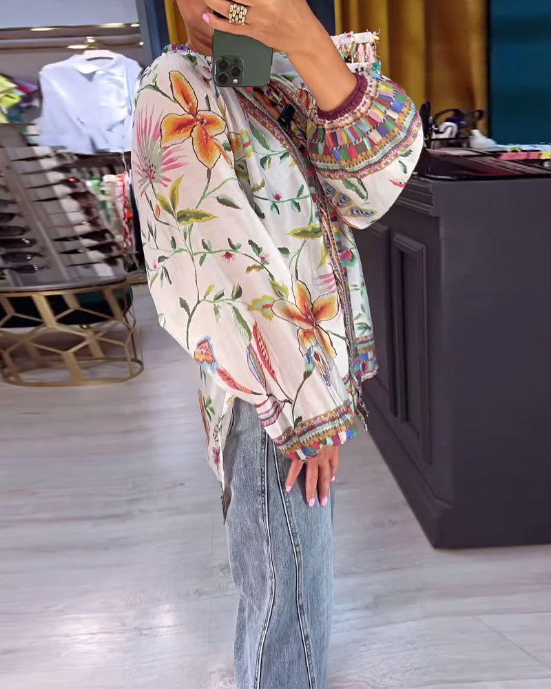 Bluse Sexet V-hals Modeprint