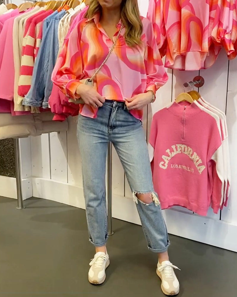 Langærmet bluse med skjortekrave