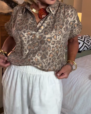 Bluse afslappet leopardprint