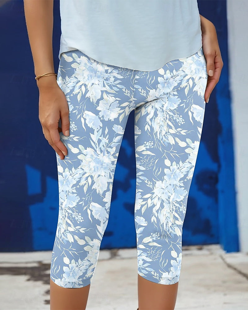 Bukser Stretch Casual Trykt Cropped