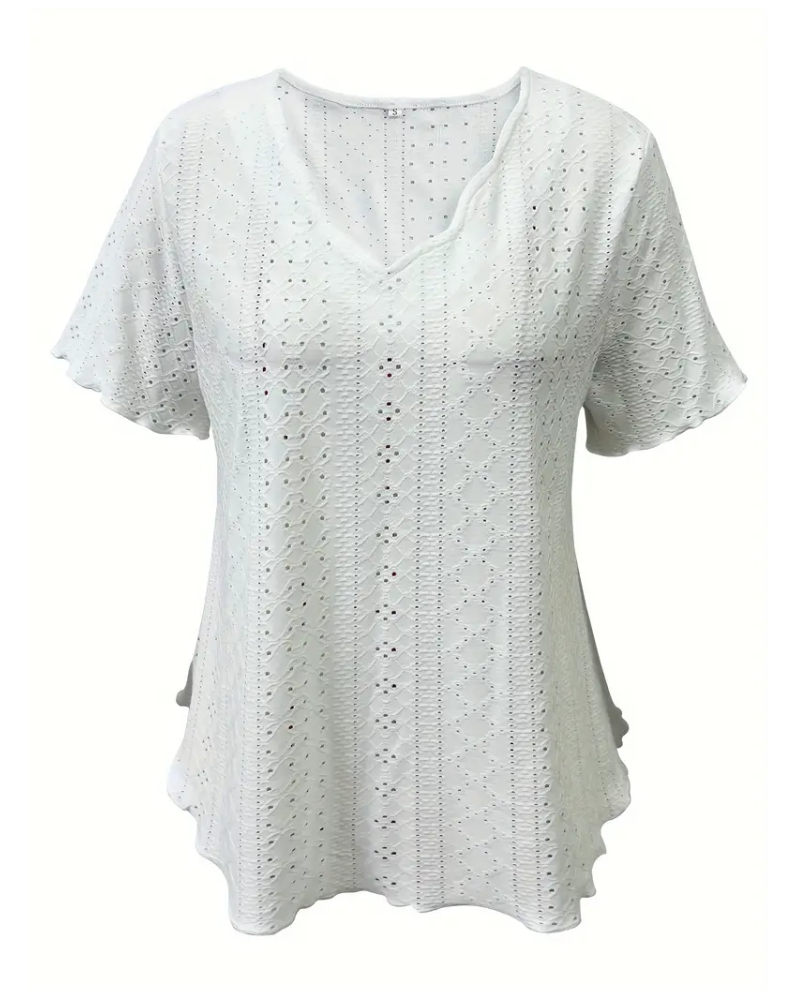 T-Shirt Med V-Hals Og Hul Fransk Design
