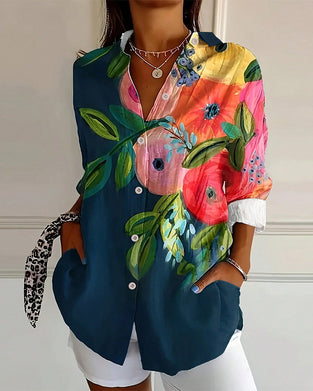 Bluse Trykt Ståkrave