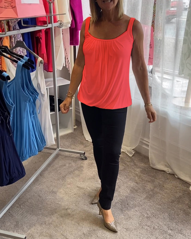 Plisseret hvid camisole top