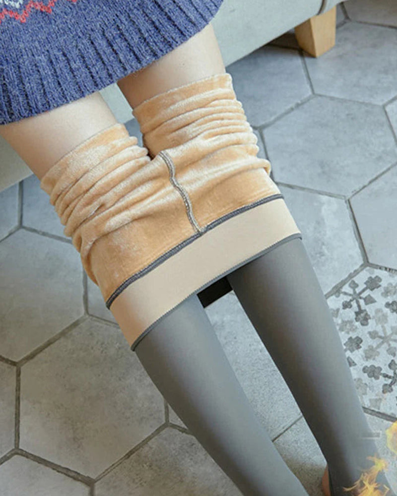 Gennemsigtige, varme plysforede elastiske tights