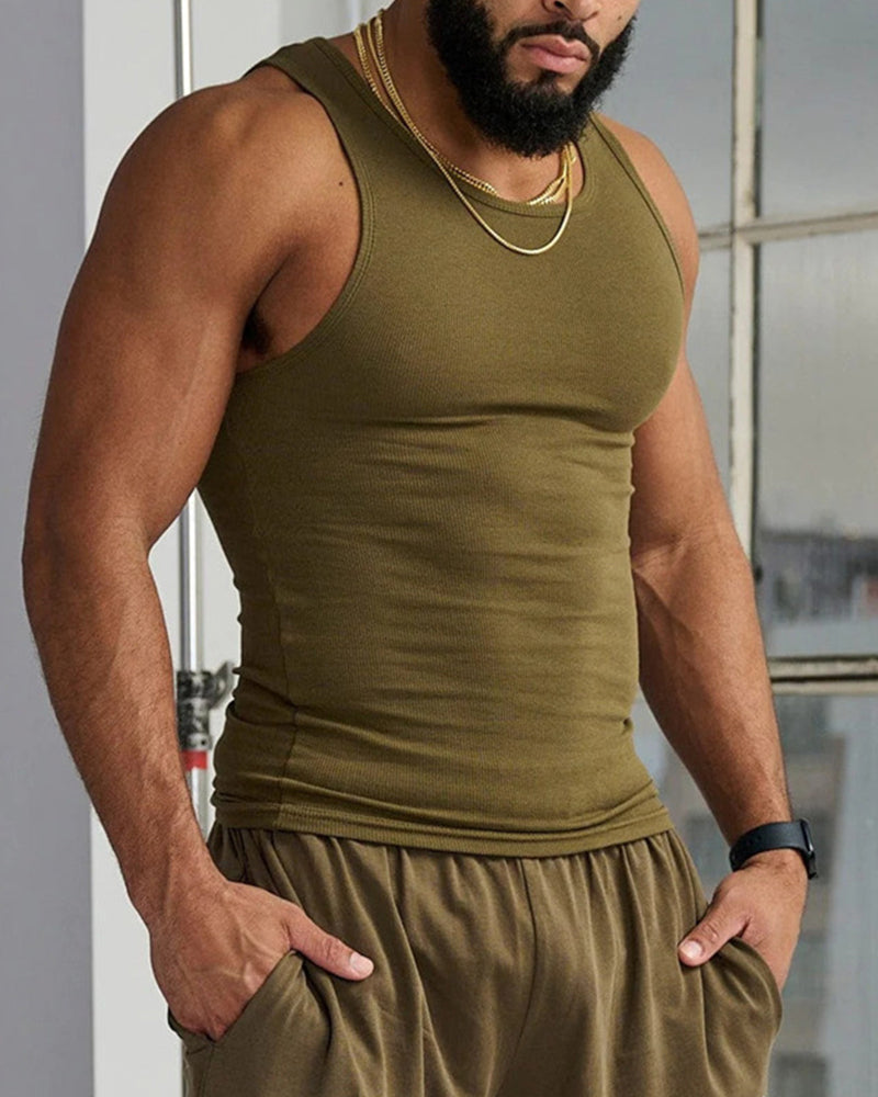 Ensfarvet tanktop (Herre)