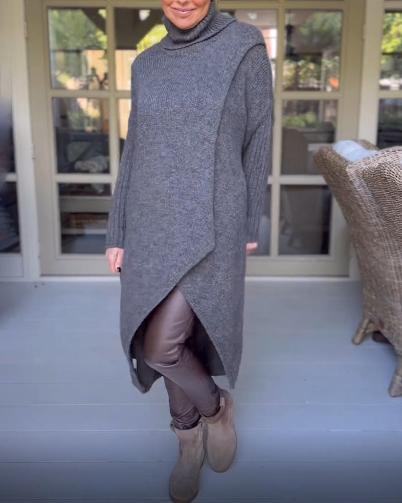 Lang pullover med høj hals