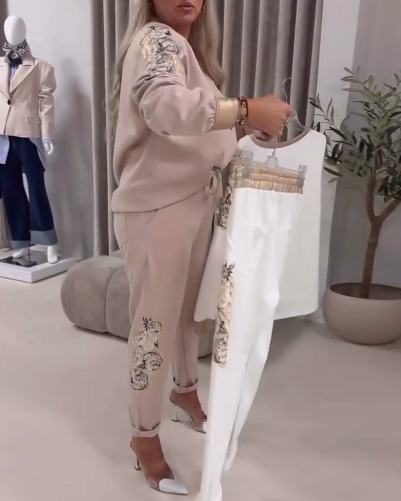 Jakkesæt Langærmet V-hals Casual Sweater