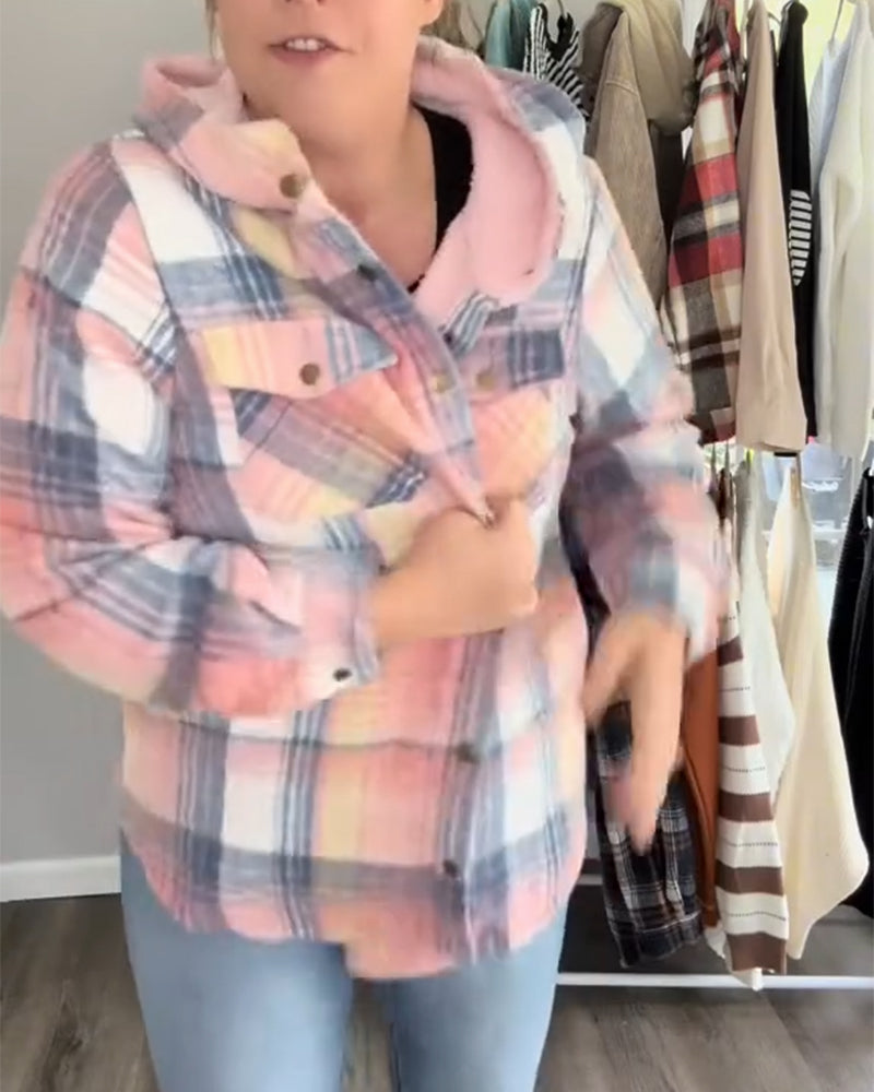 Gitteret Hættet Uldfrakke