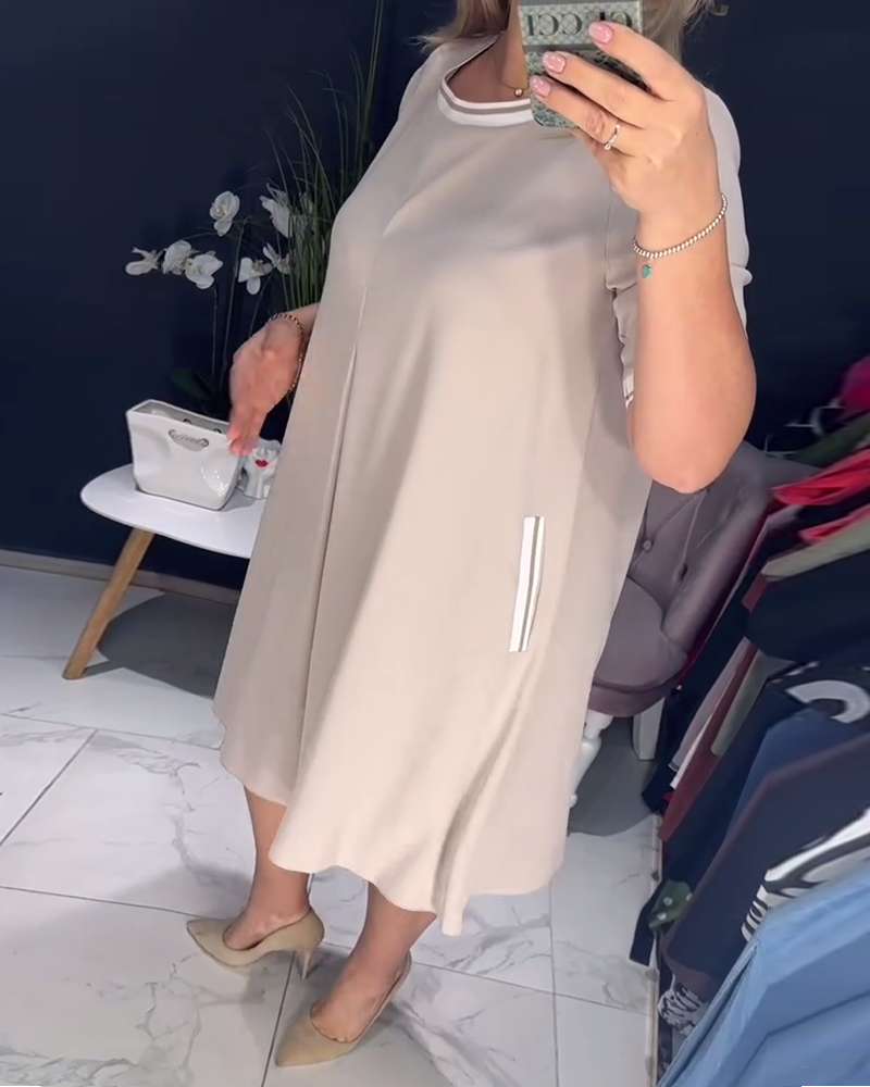 Kjole afslappet elegant rund hals lomme