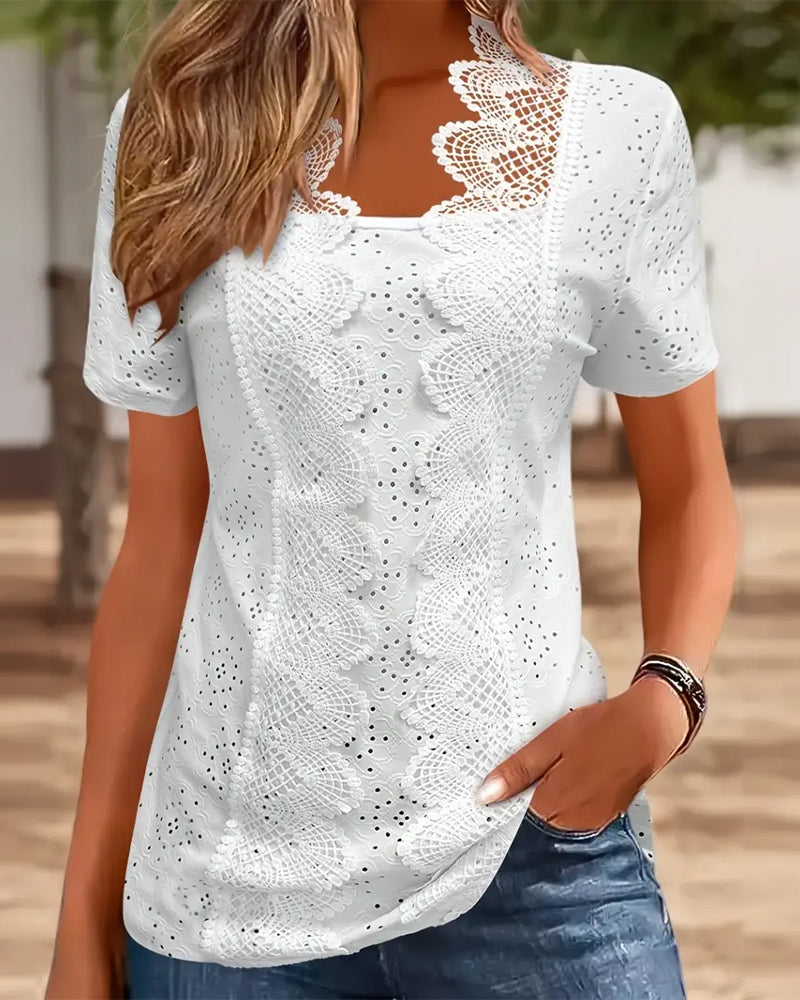 Bluse Ensfarvet Moderne Blonde