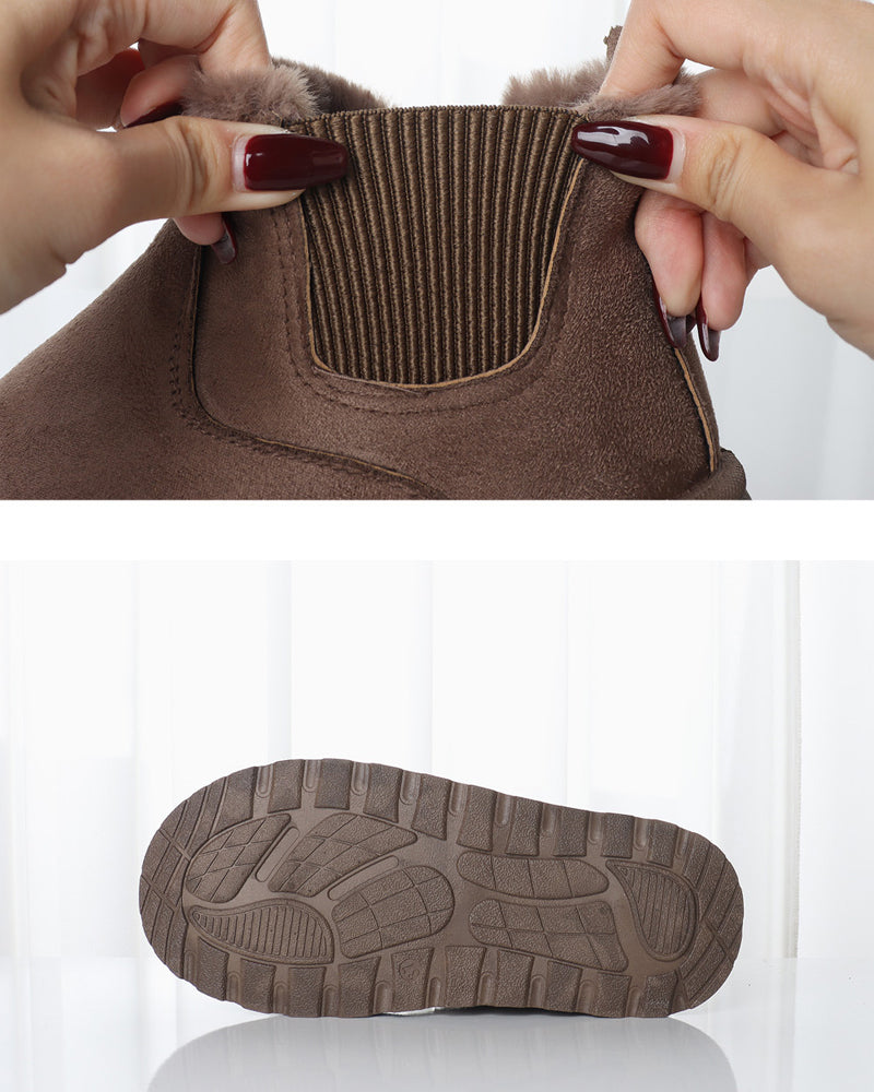 Ensfarvede snestøvler med tyk sål