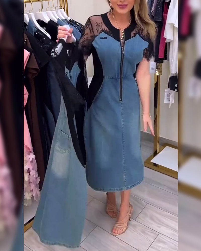 Kjole Med Blonderærmer Og Fashiondesign