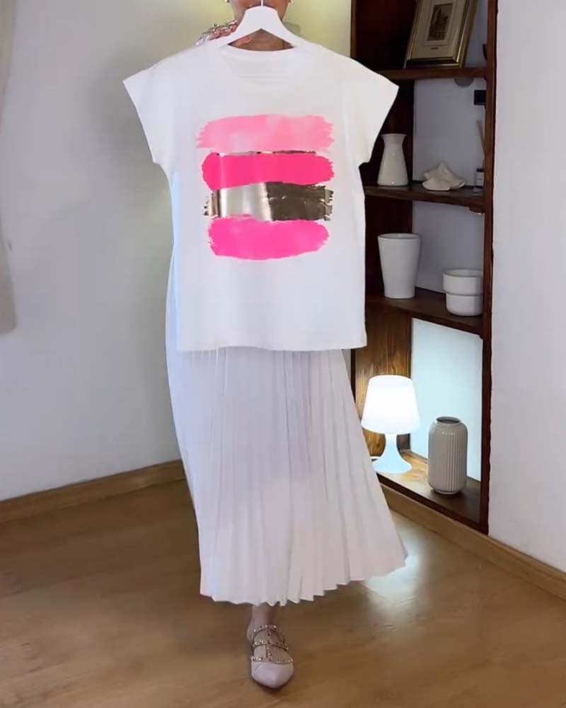 Enkelt top med malede striber